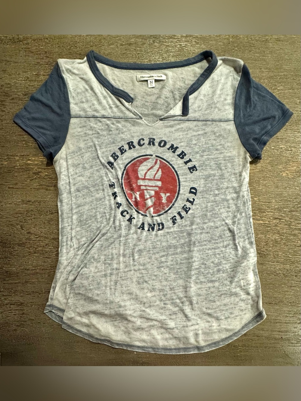 Abercrombie & Fitch Cream Label Tee with Navy Logo